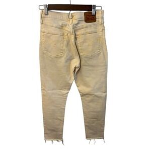 Levis 501 Skinny Jeans Womens 27 Yellow Acid Wash High Rise Raw Hem Stretch